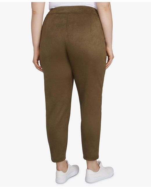 hearts of palm Green Plus Size Spice It Up Solid Faux Suede Pants