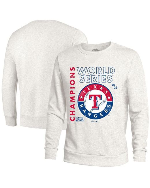 Majestic White Threads Texas Rangers 2023 World Series Champions Tri-blend Pullover Sweatshirt for men