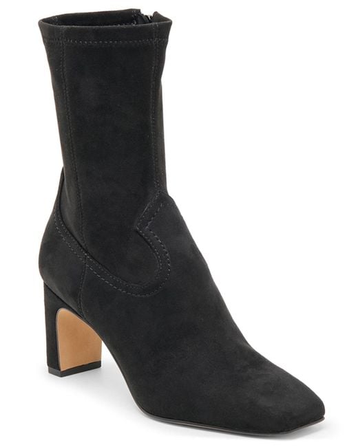 Dolce Vita Black Roan Square-toe Pull-on Stretch Dress Booties
