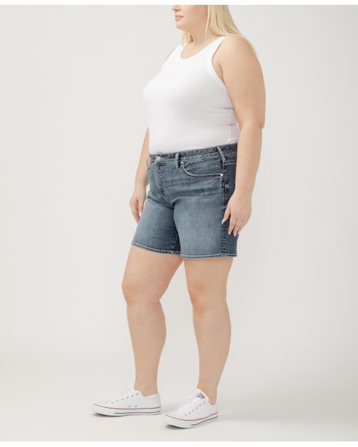 Silver Jeans Co. Blue Plus Size Boyfriend Mid Rise Luxe Stretch Shorts