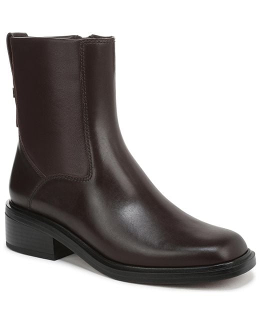 Franco Sarto Brown Gracely Block Heel Zip Short Boots