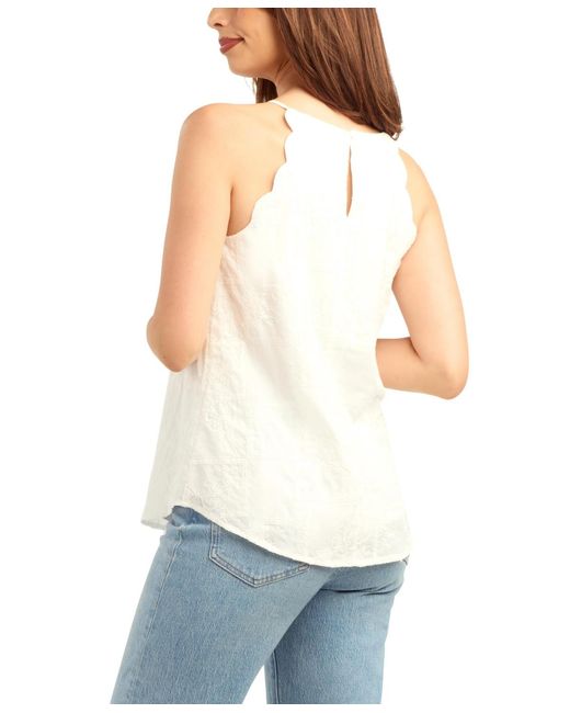 Bcx White Patchwork Embroidery Halter Neck Top