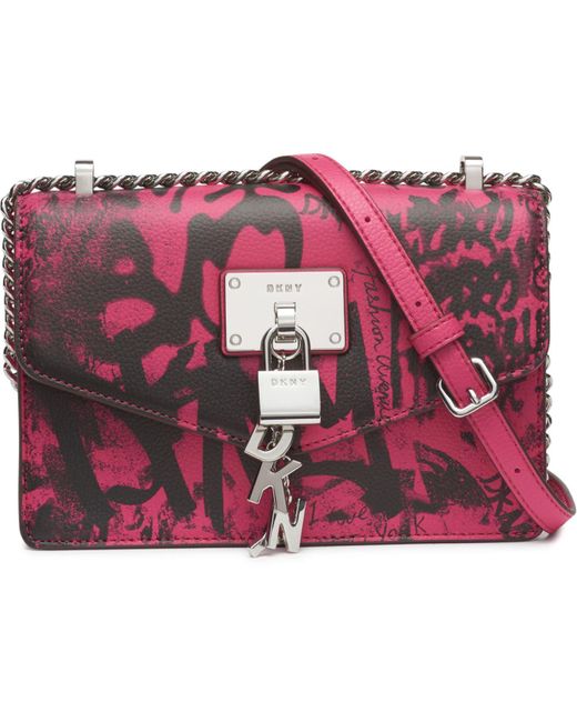 DKNY Pink Elissa Graffiti Logo Leather Shoulder Bag, Created For Macy's
