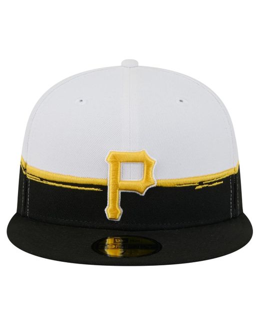 KTZ Black/white Pittsburgh Pirates Paint Stroke 59fiftyâ Fitted Hat for men