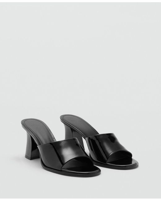 Mango Black Patent Leather Effect Heeled Sandals
