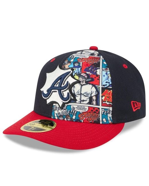 KTZ Navy/red Atlanta Braves 2025 Mlb Diamond Hero Edition Low Profile 59fifty Fitted Hat for men
