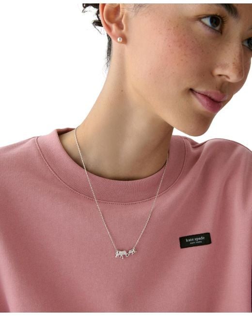 Kate Spade White Cubic Zirconia Dear Mom Pendant Necklace