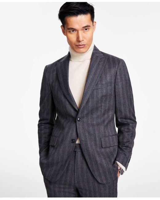 Tallia Blue Slim-fit Stretch Pinstripe Suit Jacket for men