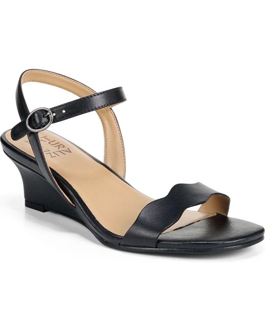 Naturalizer Lacey Ankle Strap Wedge Sandals in Black | Lyst