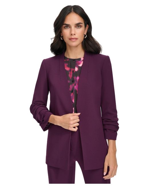 Calvin Klein Collarless Open front Blazer in Purple Lyst