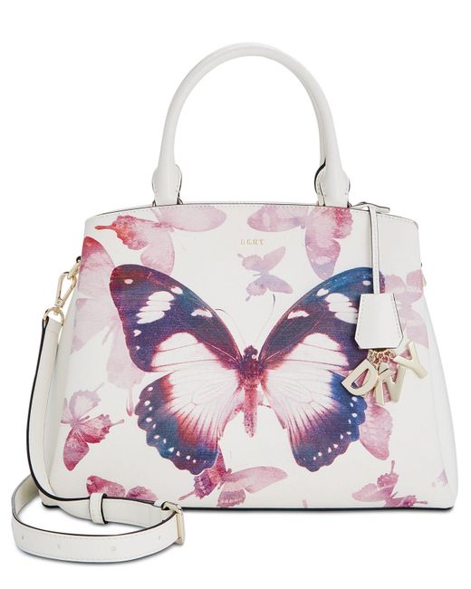 DKNY White Paige Medium Leather Butterfly Satchel, Created For Macy's