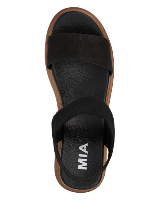 MIA Black Olany Round Toe Wedge Sandals