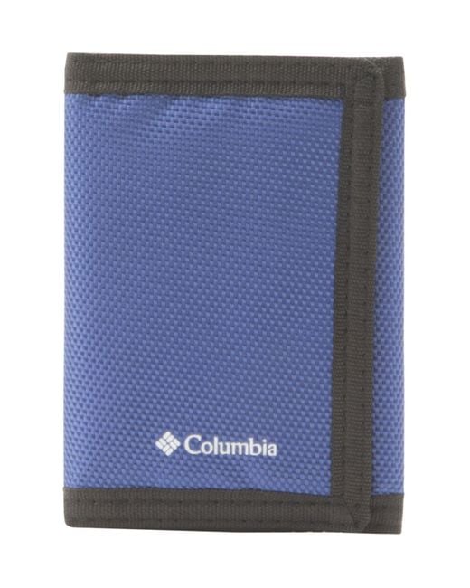 Columbia Blue Rfid Fabric Sport Trifold Wallet With Velcro Closure for men