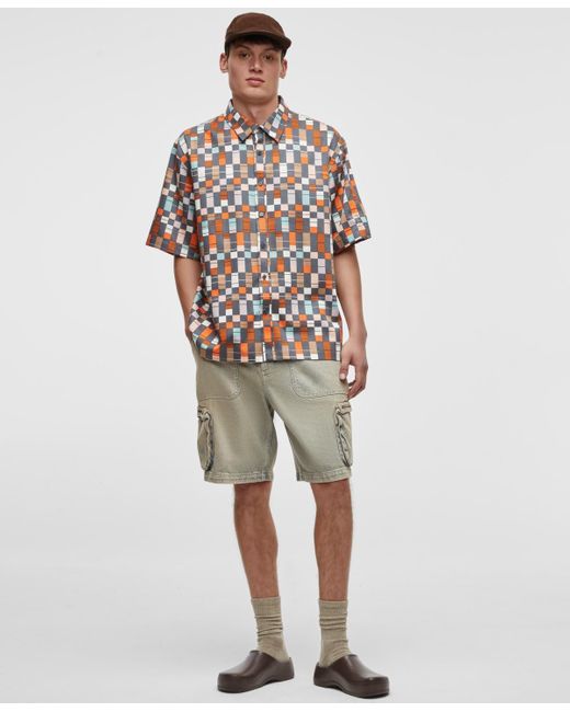 Mode Of One Multicolor Retro Check Short-sleeve Button-front Shirt for men