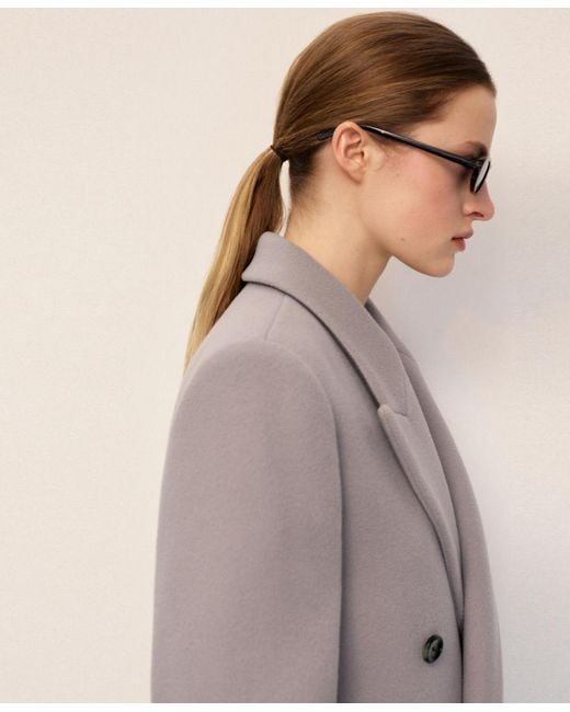 Mango Gray Double-breasted Wool Coat