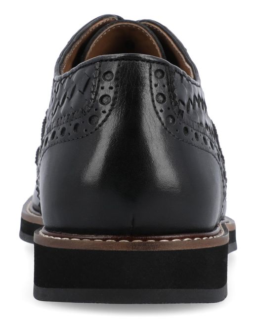 Thomas & Vine Black Radcliff Woven Wingtip Derby Shoe for men