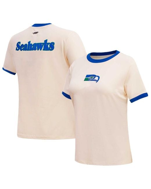 Pro Standard Blue Distressed Seattle Seahawks Retro Classic Ringer T-shirt