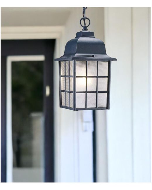 Slickblue Blue Window Pane Lantern Pendant Light – Decorative Lighting For Indoor & Outdoor Use