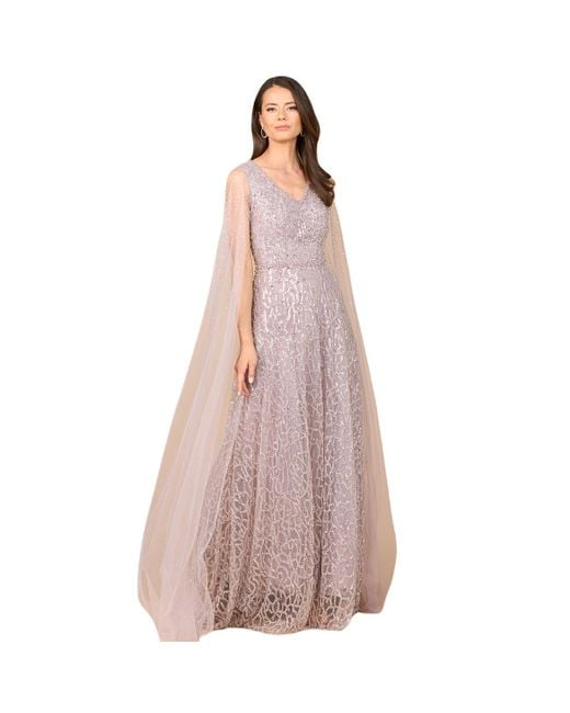 Lara Pink Beaded Lace Gown
