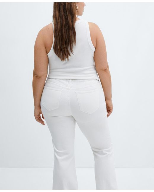 Mango White Medium-rise Flared Jeans