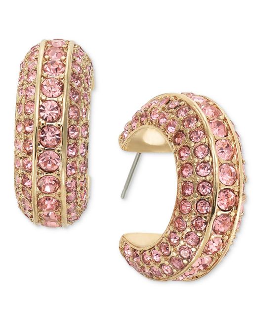 INC International Concepts Pink Small Pave C-hoop Earrings