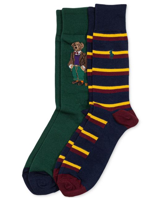 Polo Ralph Lauren Green 2-pk. Madison Tweed Bear Slack Socks for men