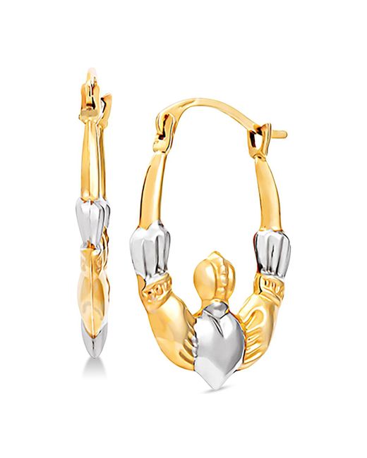 Macy's Metallic Two-tone Claddagh Hoop Earrings