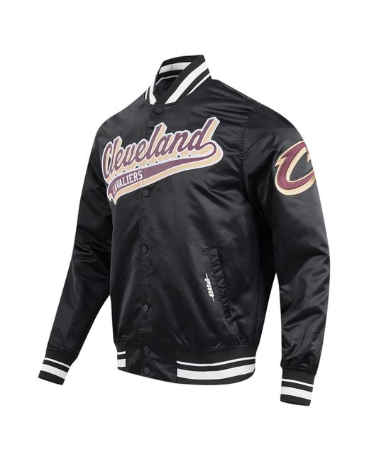 Pro Standard Black Cleveland Cavaliers Script Tail Full-snap Satin Varsity Jacket for men