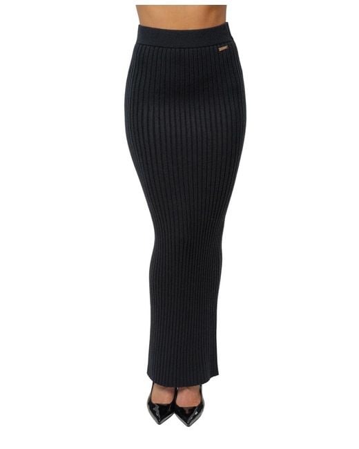 JLUXLABEL Black Soft Reset Ribbed Skirt