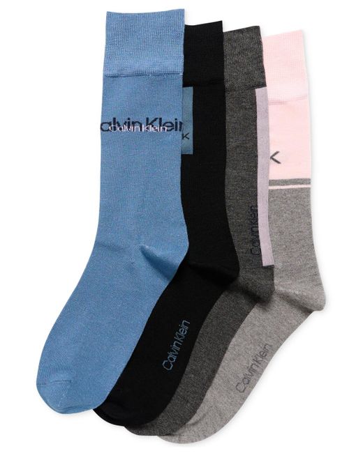 Calvin Klein Blue Crew Length Cushioned Dress Socks for men