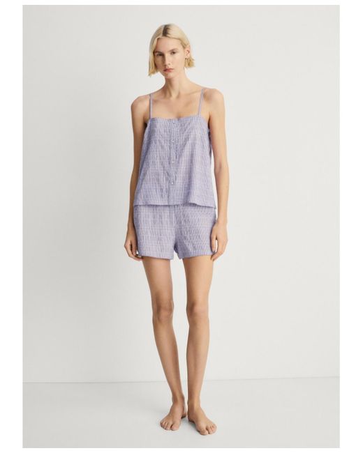 Mango Purple 2-piece Seersucker Stripe Cotton Pajama Set