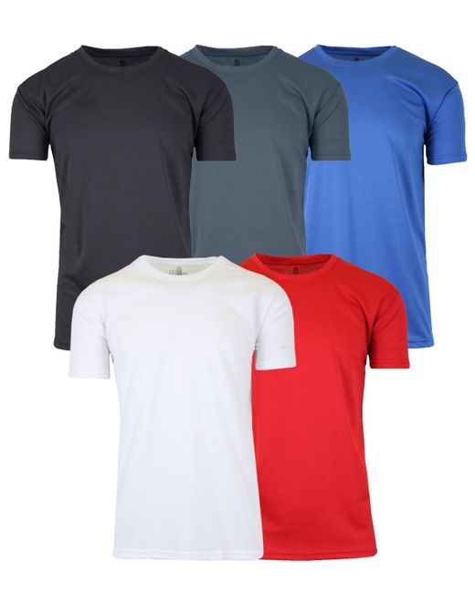 Galaxy By Harvic Blue Short Sleeve Moisture-wicking Quick Dry Performance Crew Neck Tee -5 Pack for men