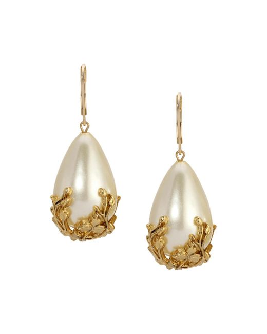 2028 Metallic Gold Tone Faux Cultivated Pearl Gold Bead Earrings