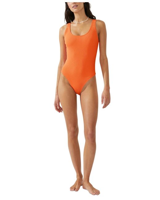 Cotton On Orange Low-back One-piece Swimsuit