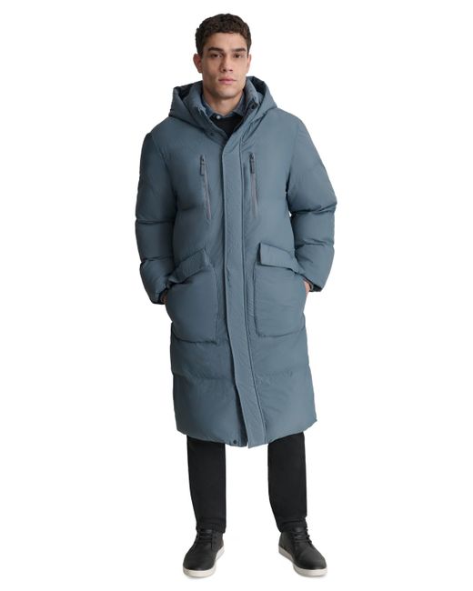 DKNY Blue Quilted Hooded Duffle Parka for men