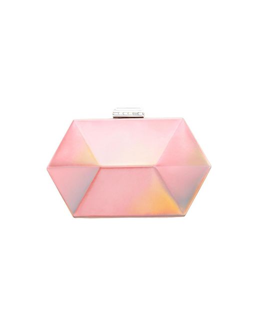 Nina Pink Geometric Mirror Metallic Patent Minaudiere Handbag