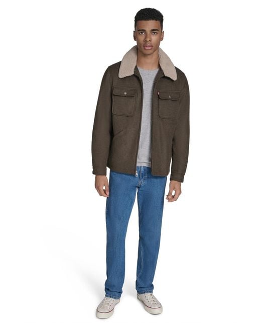 Levi's Brown Wool Blend Depot Sherpa Collar Jacket for men
