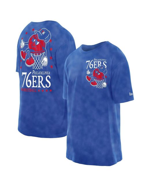 KTZ Blue Philadelphia 76ers Old School Sport Enzyme Wash Oversized T-shirt for men