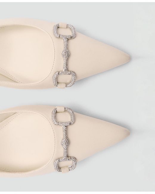 Mango White Crystal Sling Back Shoes