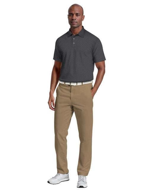 PGA TOUR Gray All-over Micro Jacquard Short-sleeve Golf Polo Shirt for men