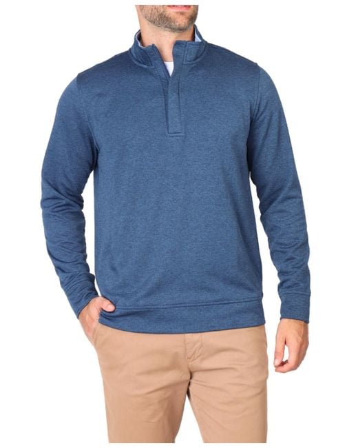 Tailorbyrd Blue Luxe Performance Fleece Quarter Zip for men