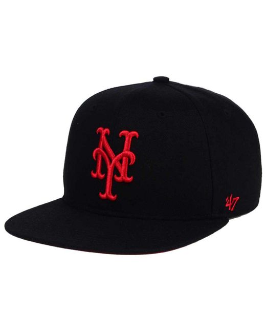 47 Brand New York Mets Black Red Shot Snapback Cap for men