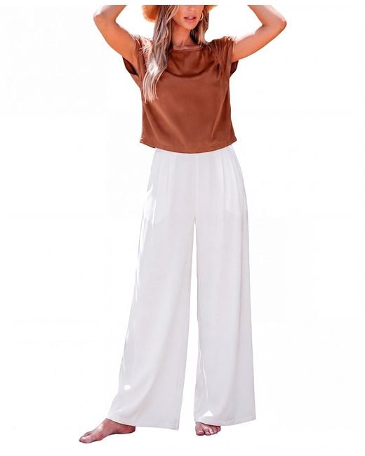 CUPSHE White Crew Neck Long Pants Set