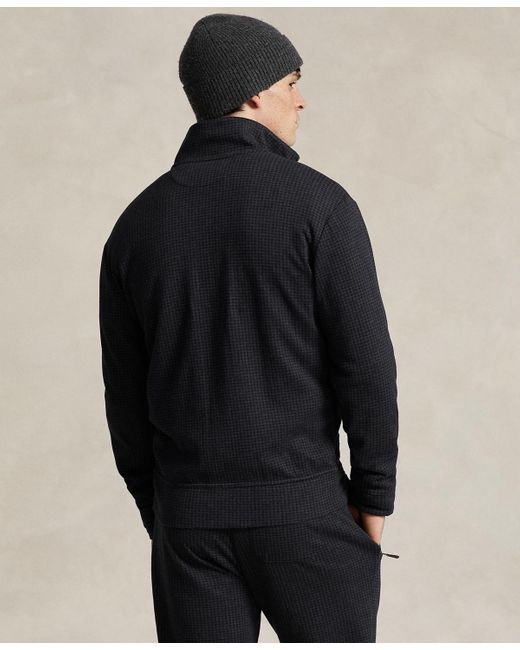 Polo Ralph Lauren Black Houndstooth Luxury Jersey Track Jacket for men