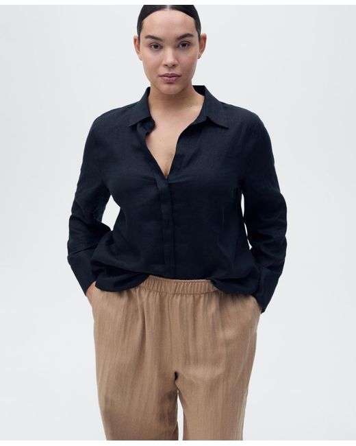 Mango Multicolor Straight Lyocell Texture Pants