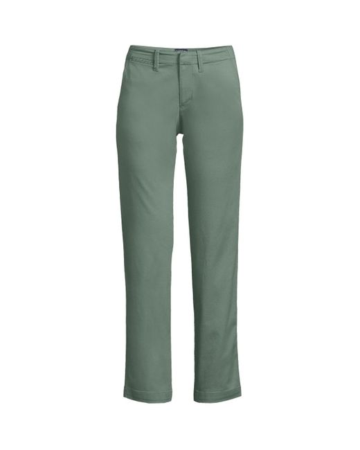 Lands' End Green Petite Mid Rise Classic Straight Leg Chino Ankle Pants