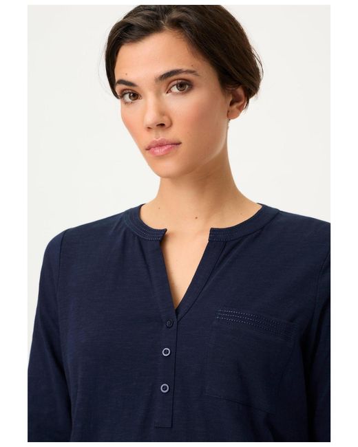 Olsen Blue Solid Henley T-shirt