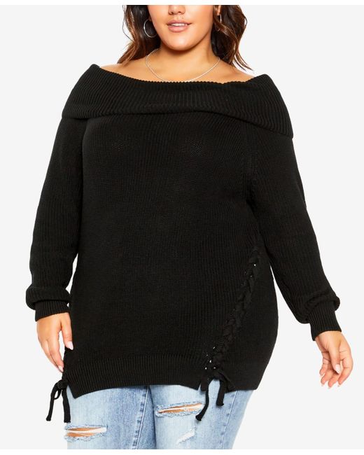 City Chic Black Plus Size Intertwine Sweater