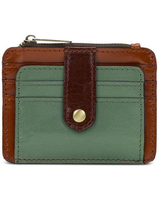 Patricia Nash Green Cassis Id Small Printed Leather Wallet