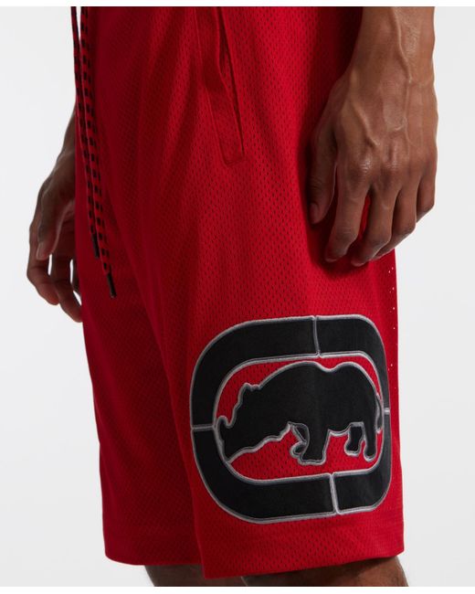 Ecko' Unltd Red Touch Base Birdseye Mesh Shorts for men